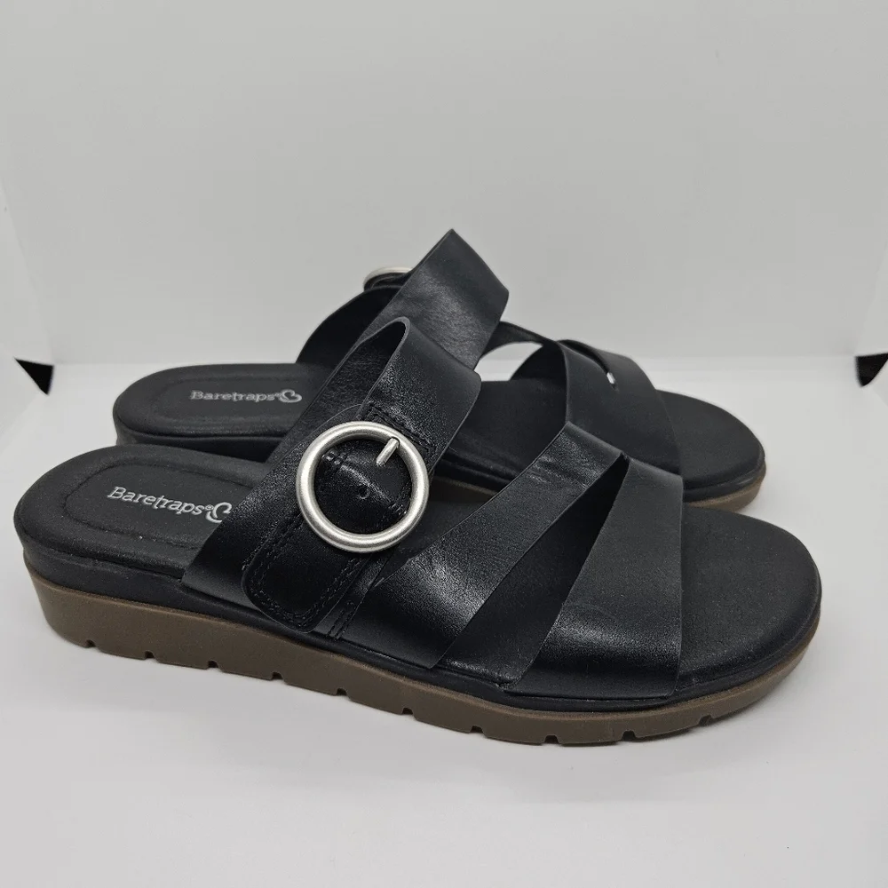 bareTraps black faux leather Romeo sandals size 7.5M